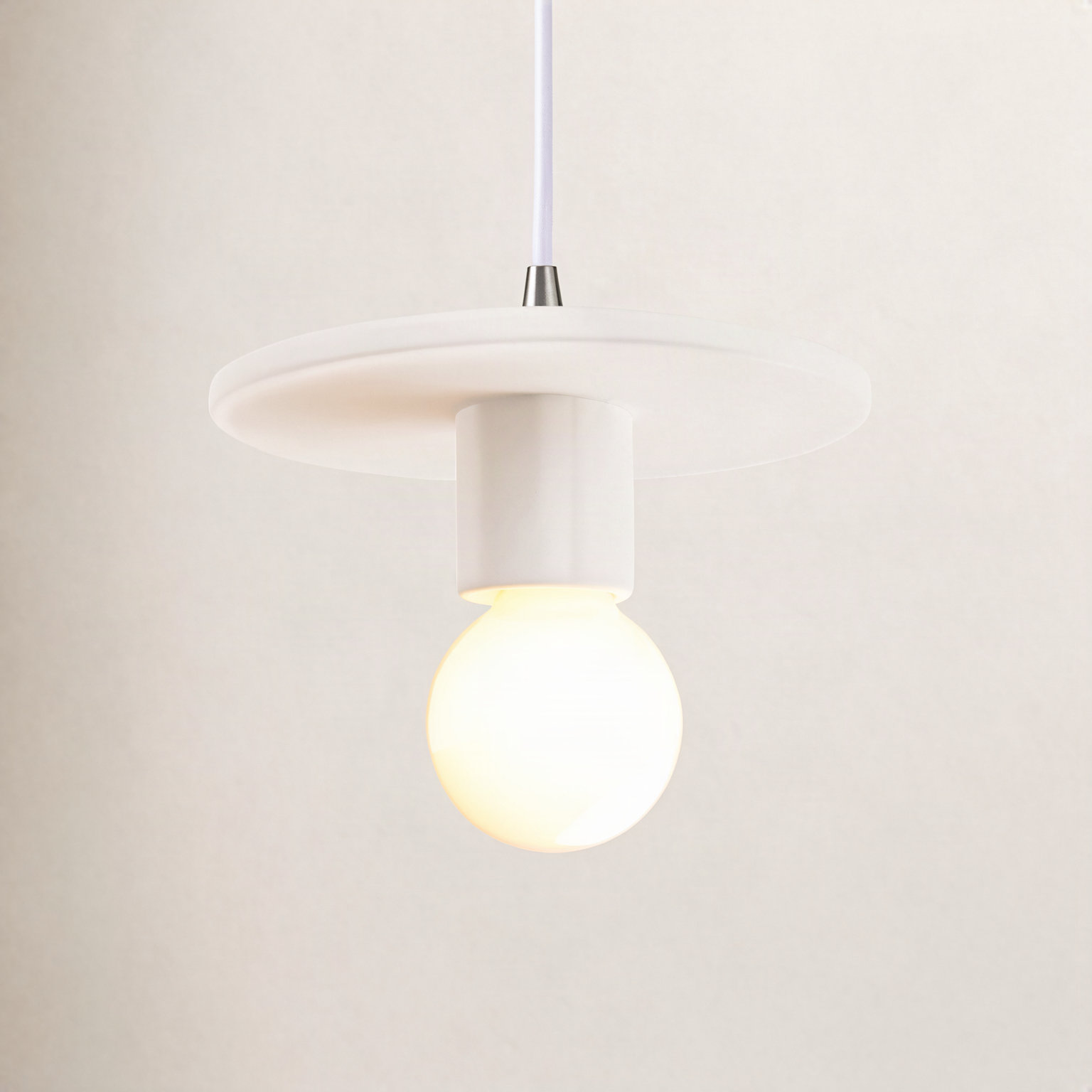Leni Dimmable 1 - Light Pendant, Matte White, Brushed Nickel