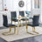 Rectangular Tempered Glass Dining Table with Gold Metal Legs (51")
