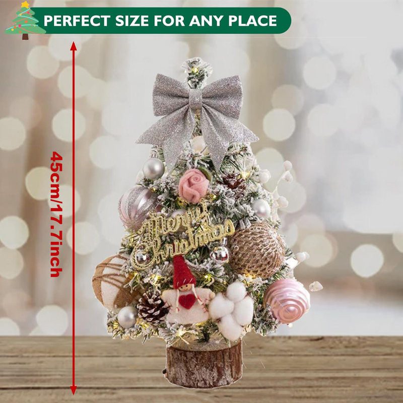 Arbre de Noël artificiel enneigé avec lumières à DEL 17,7 po pour table