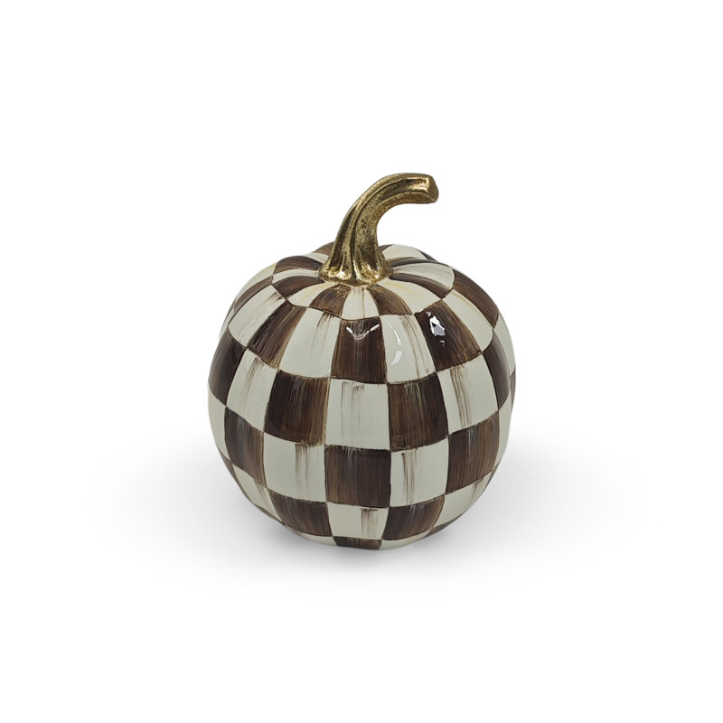 Chocolate Check Pumpkin, 6" H x 4.5" W x 4.5" D