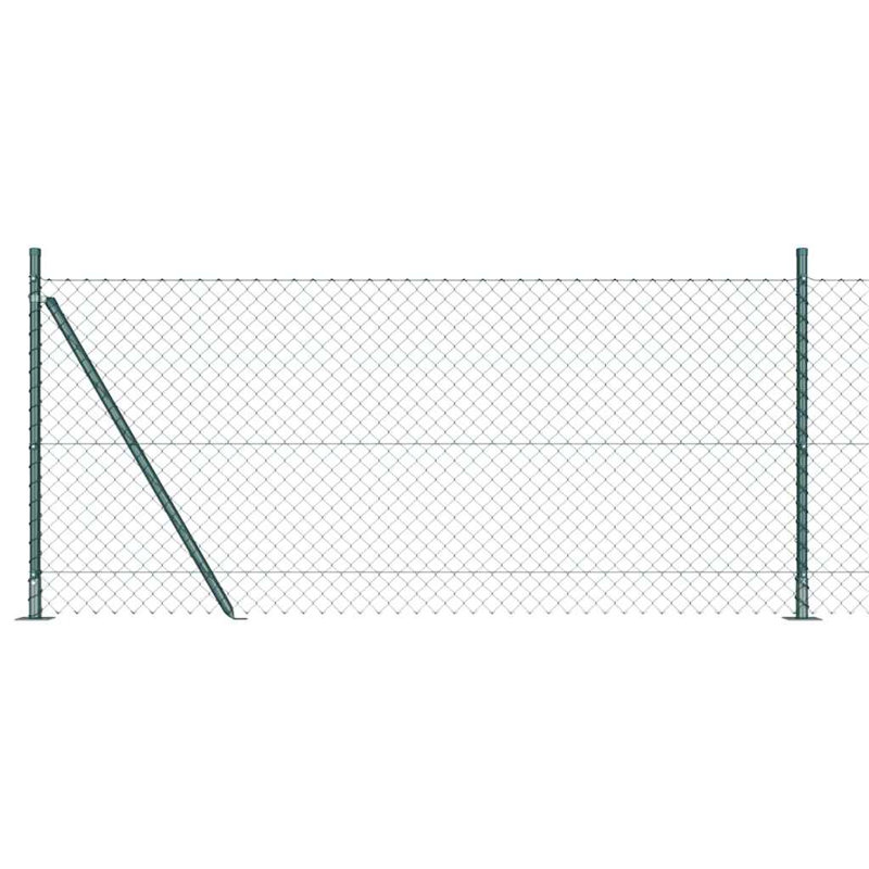 Vidaxl Chain Link Fence With Posts Steel, 100cm H x 1000cm W x 3.2cm D, Green