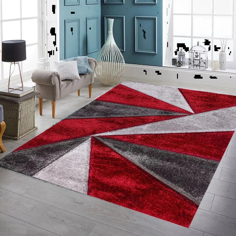 Geometric Shag Area Rug, Rectangle 60 x 110 cm