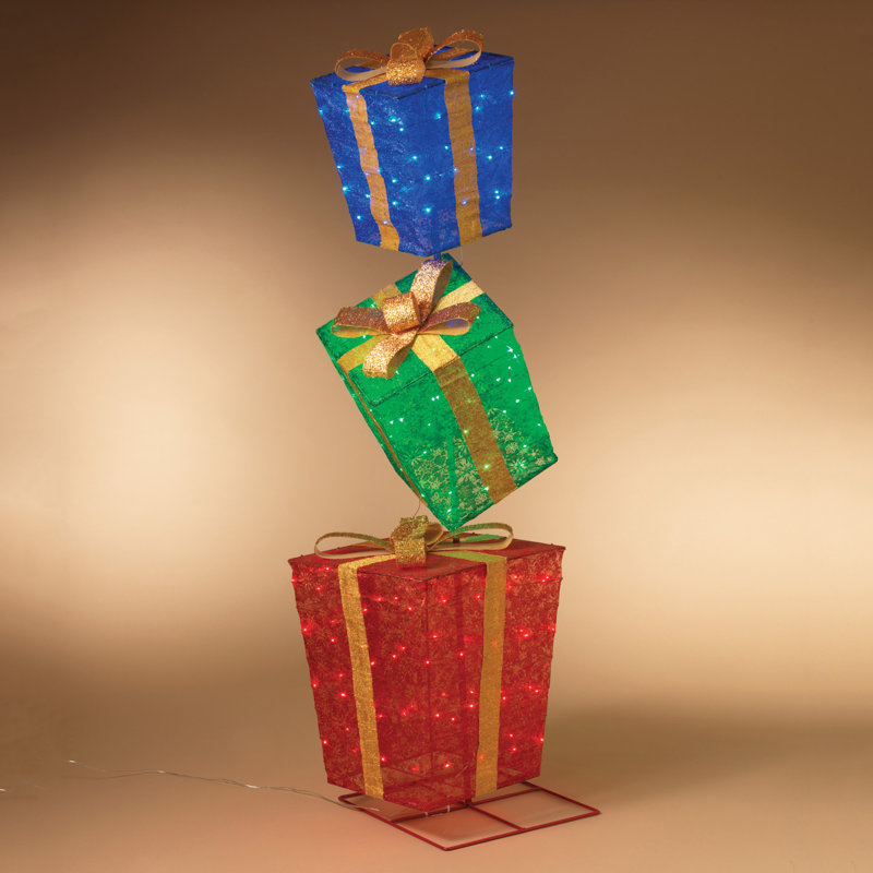 6 ft. Tall Stacked Illuminated Christmas Present Outdoor Décor