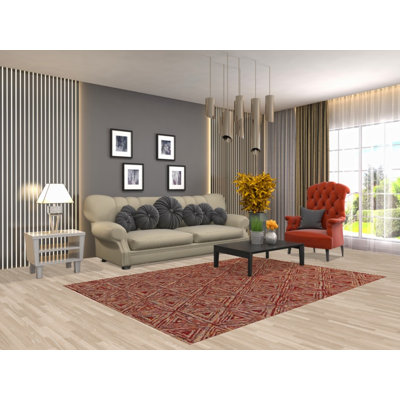 Tapis indien géométrique moderne 5 x 8