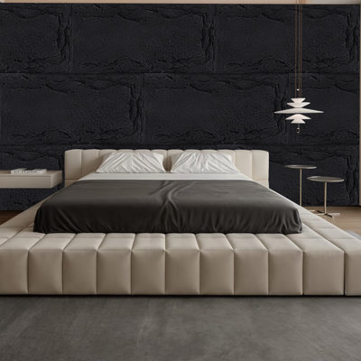 Panneaux muraux en simili pierre 3D, panneau de lambris en PU 8 pièces pour la décoration murale intérieure, ignifuge, léger et imperméable, 47,24 po x 23,62 po, pierre foncée foncé pour mur de télévision, bureau, salon