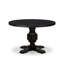 Ensemble de table de salle à manger moderne 7 pièces en polyester 6 chaises de salle à manger parson gris platine, dossiers capitonnés et une table ronde de 48 po en noir sablé-1655364954