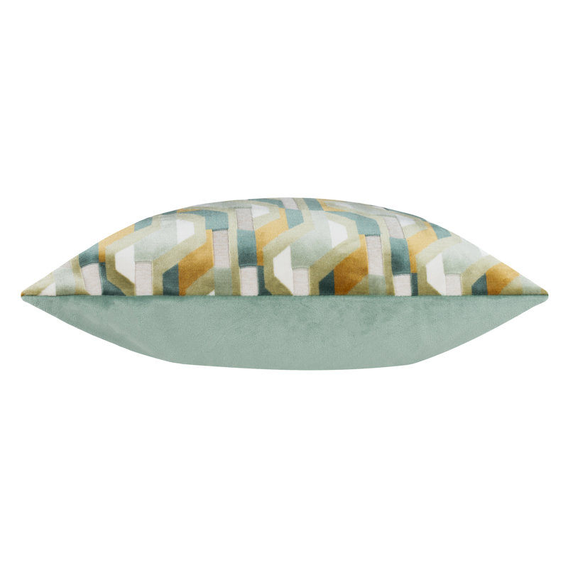 Metro Prism Geometric Square Cushion, Feather, Green/Orange
