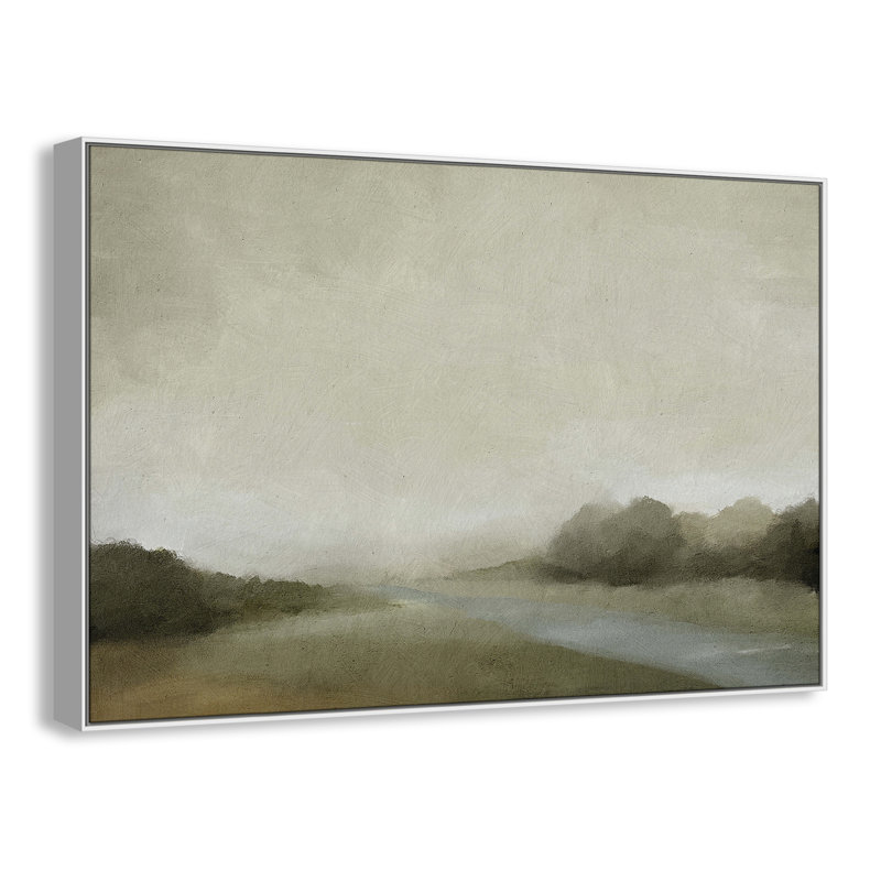 Peinture à l'aquarelle sur cadre flottant Vanora "Lovers Creek", H 41,5 po x l 61,5 po, Blanc