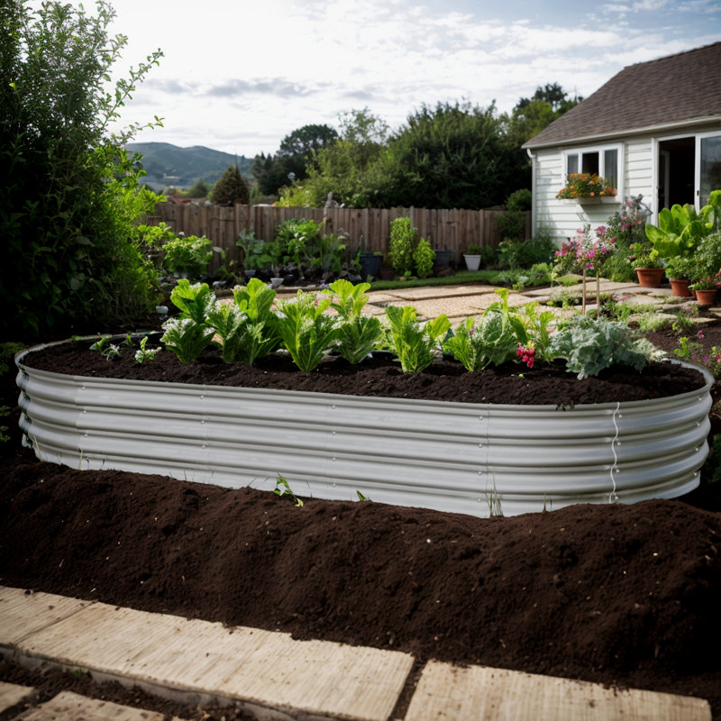 Lit de jardin surélevé en acier galvanisé, H 12 po x l 48 po x P 24 po