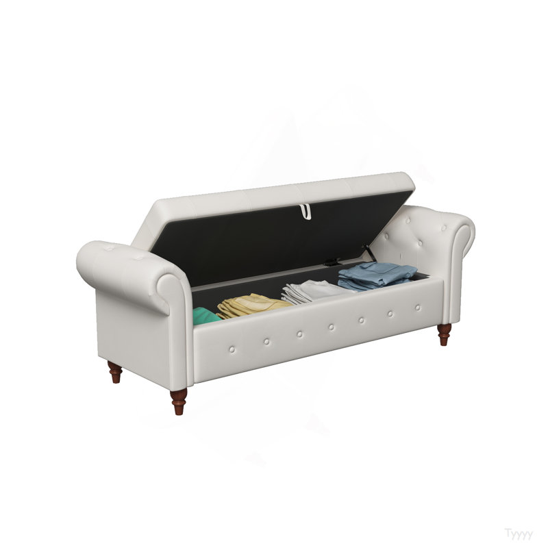 Banc de lit 63 po en tissu beige, Beige