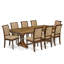 L'ensemble de table de salle à manger 9 pièces se compose d'une table de salle à manger et de 8 chaises de cuisine en similicuir beige avec dossier haut - finition noyer antique-1142431044-1171460738-1171048490