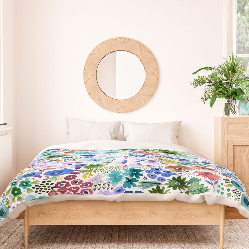 Édredon en coton standard mauve / vert / bleu Ninola, Édredon grand