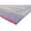 Tapis unique bleu, blanc et orange de 8 pi 6 po x 12 pi années 1990