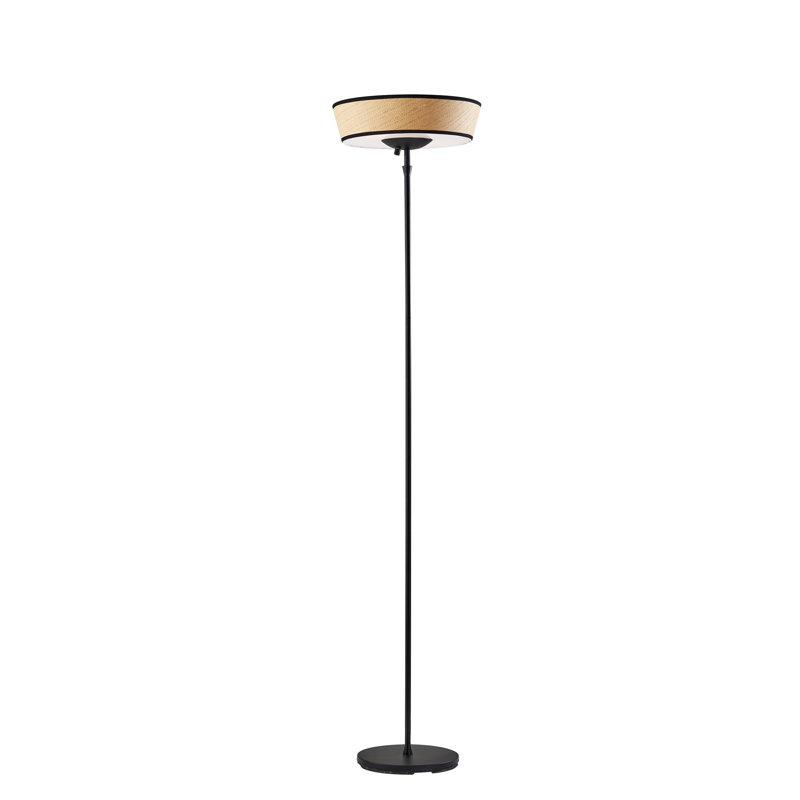 Rampard 71'' Torchiere Floor Lamp, White, Brushed Steel