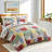 Modern Floral Geometric Quilt Set, 3-Piece Reversible Coverlet and Pillow Shams-110379276-110379274