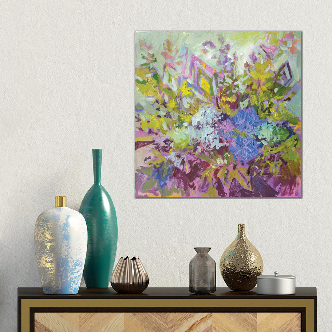 Blumenmosaik von Ekaterina Prisich - Galerie-verpackte Leinwand Giclée auf Leinwand