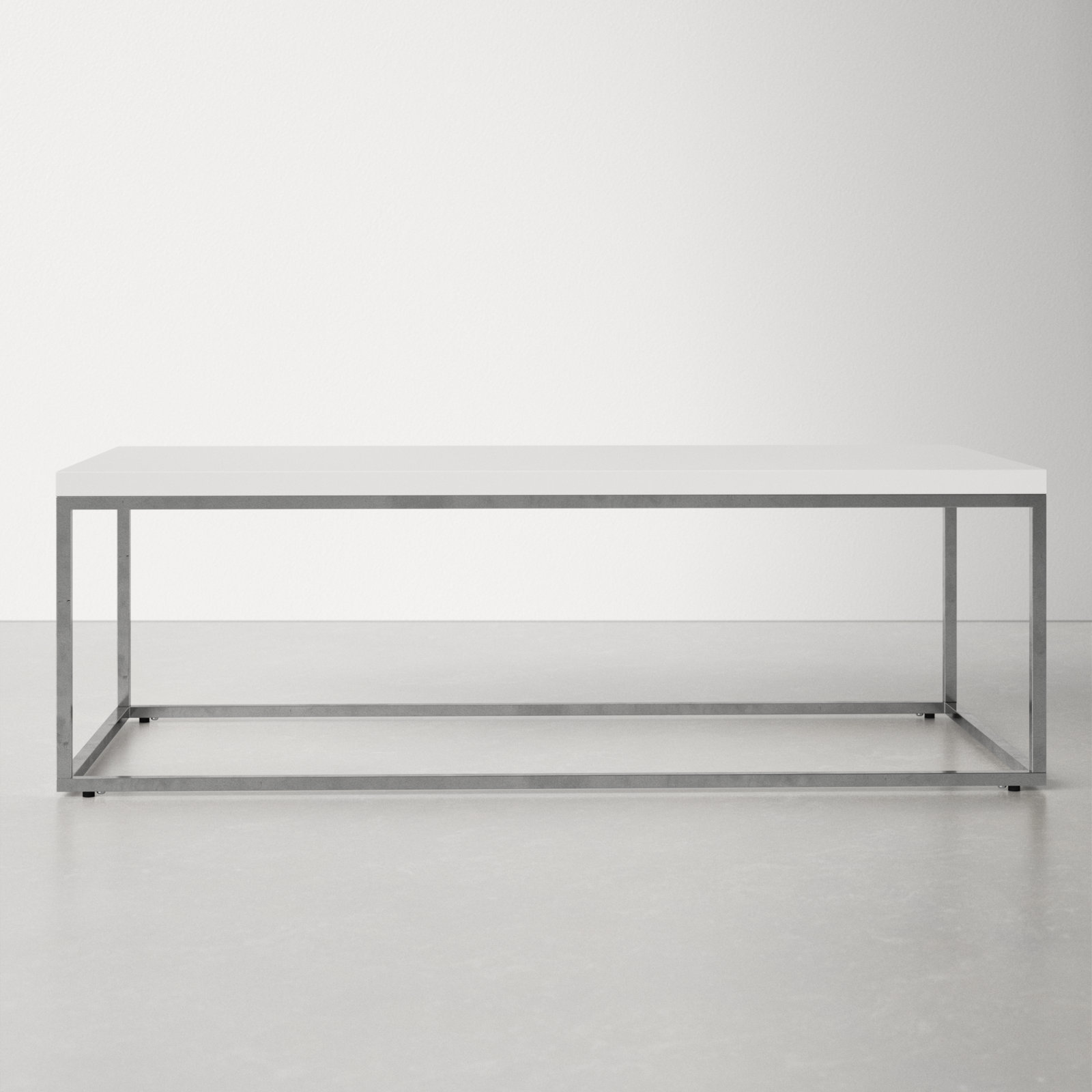 Valeta 47" Coffee Table, White Top/Lacquer Base
