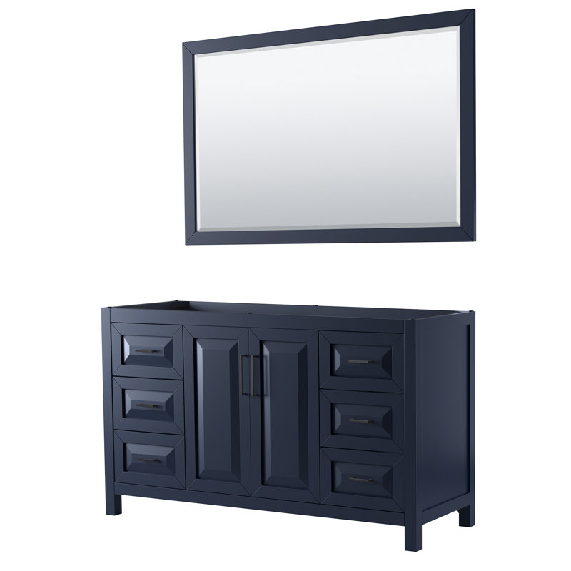 Daria 59'' W Single Bathroom Vanity Base, Dark Blue/Matte Black