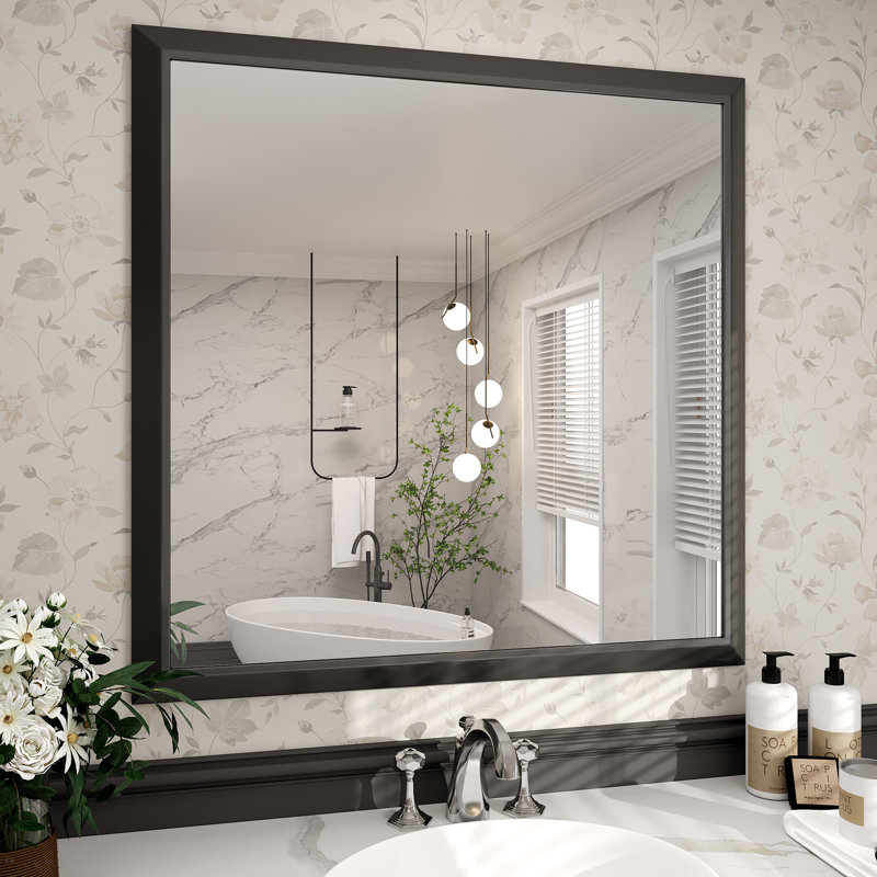 Miroir de meuble-lavabo mural Molly, 36 po x 36 po, Noir