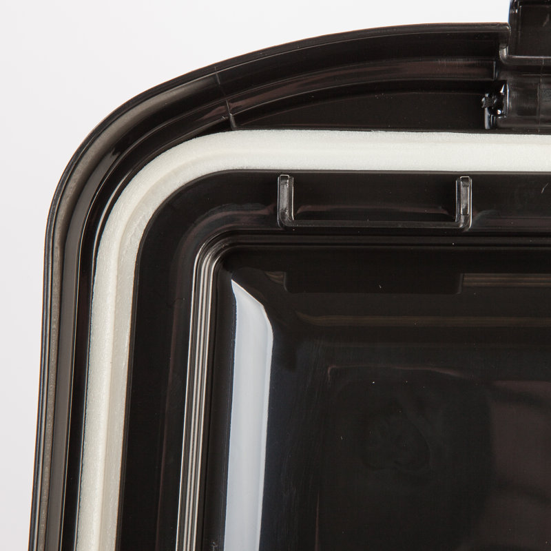 Clear and Black Airtight Plastic Food Storage Container with Casters, 32.5 Qt