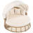 Round Outdoor Patio Daybed With Comfortable Cushions And Adjustable Canopy, Furniture For Backyard Porch, Beige, All - Weather , Can Be Divided Into 2 Chairs