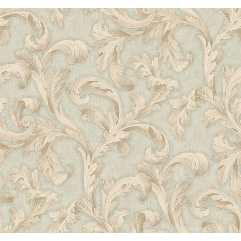 Rouleau de papier peint L 27 pi x l 27 po, Bleu poudre métallique / crème