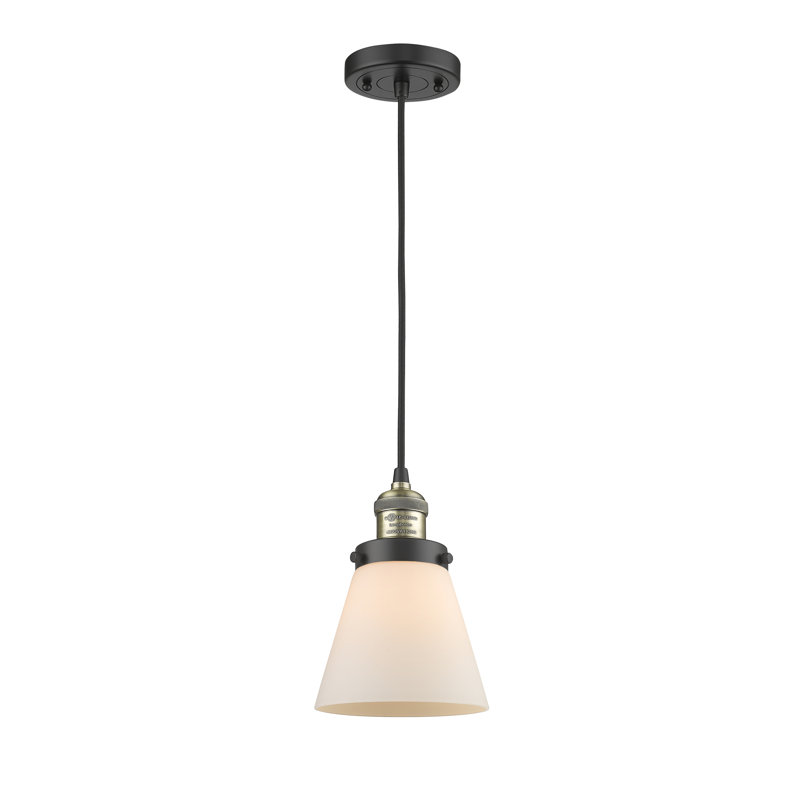 Hanlon 1 - Light Single Pendant, Matte White Cased, 3.5 Watt Vintage LED Bulb, Polished Nickel