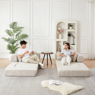 78.9-Inch Convertible Sleeper Sofa, Chenille Folding Mattress Sofa, Stylish Seat Design With Two Back Cushions And Two Throw Pillows, Diy Sofa With Removable Armrests, Ideal As A Floor-Standing Lounge