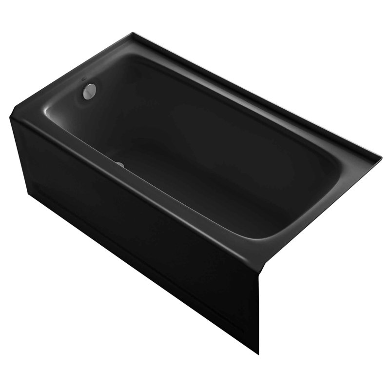 Bancroft 60" x 32" Alcove Soaking Acrylic Bathtub, Black Black, Left