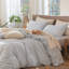 Ensemble de housse de couette à rayures 100% coton lavé MooMee-111720999-105229476
