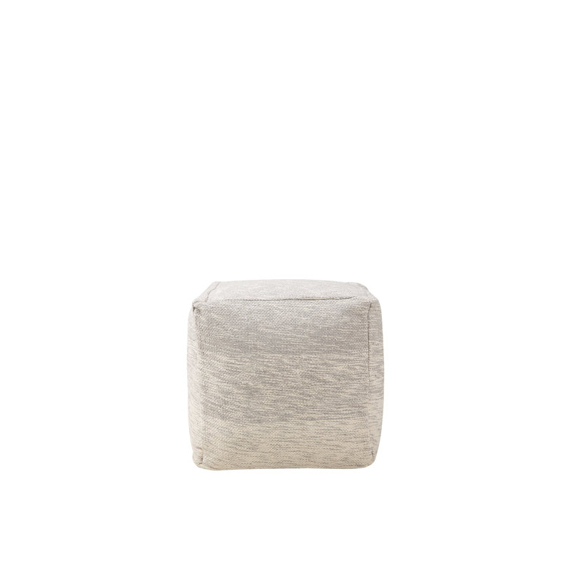 Letian 40cm Wide Square Striped Pouffe Ottoman, Light Grey