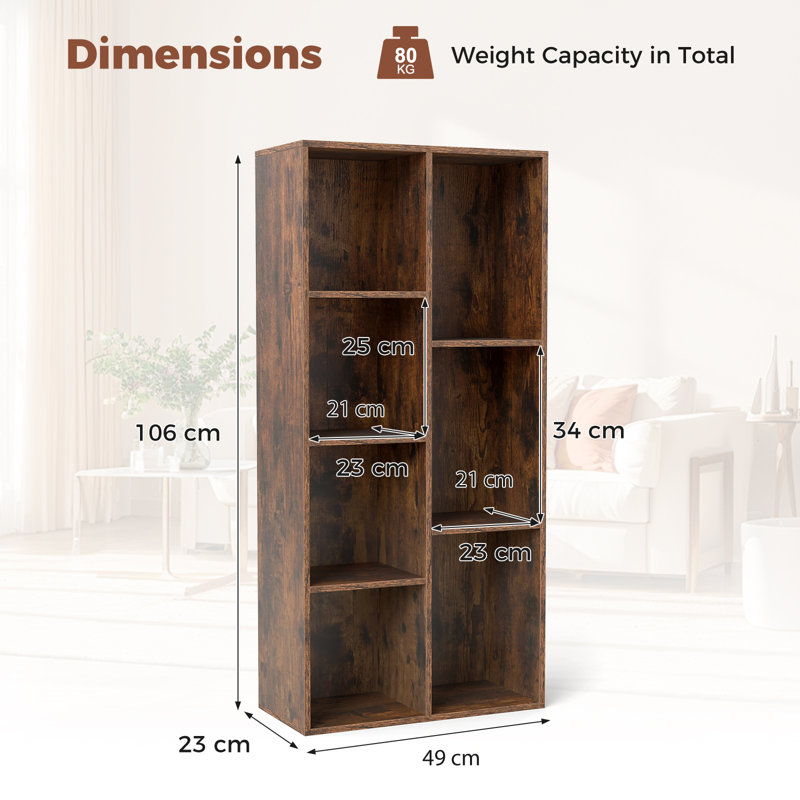 106cm H x 49cm W Cube Bookcase, Brown
