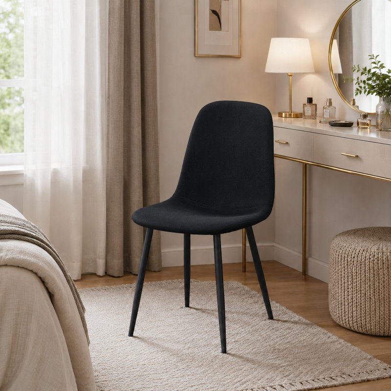 Ensemble de 4 chaises de salle à manger à dossier courbé Minimalist Minimalist, Noir, Noir