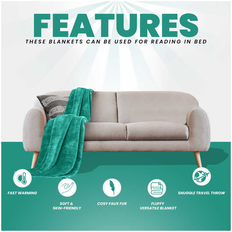 Fleece Throw Blanket Super Soft Warm Cosy Decorative Blanket for Sofa Couch Bed Living Room Bedroom Lightweight Comfort Snuggle