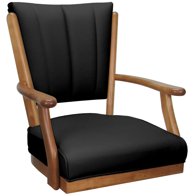 Tabouret de bar en cuir et bois massif - Siège de 30 po, Siège noir / cadre brun