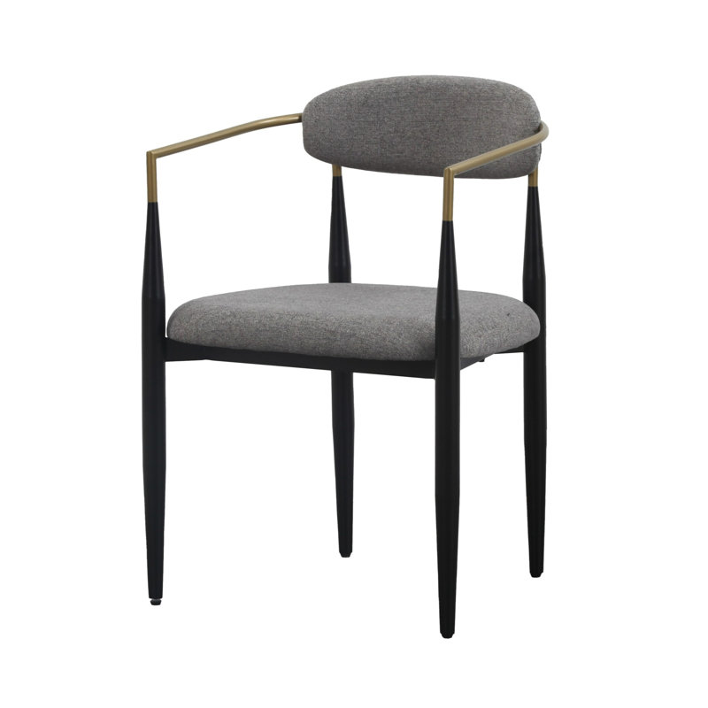 Ayliana Fabric Arm Chair Dining Chair, Medium Gray