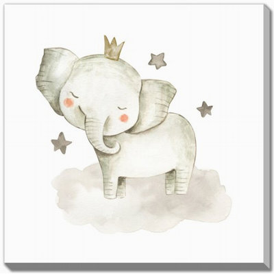 Éléphant avec étoiles, art mural sur toile