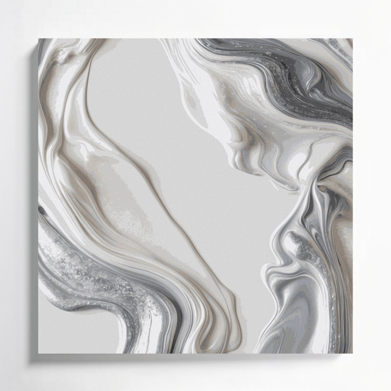 Abstrait art fluide sur toile grise 90, H 16 po x l 16 po