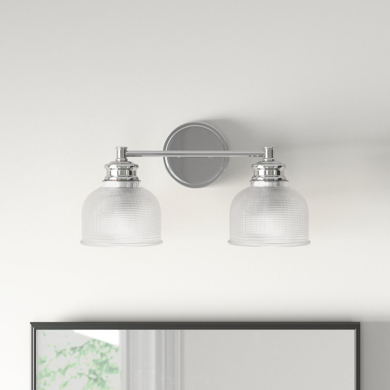 Besima 2 Light Ribbed Dimmable Vanity Light, Chrome