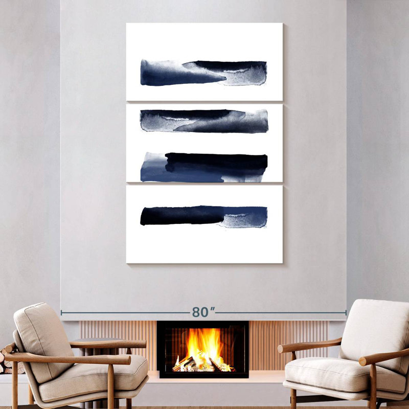 Coups d'aquarelle bleu marine Avery, H 74 po x l 48 po