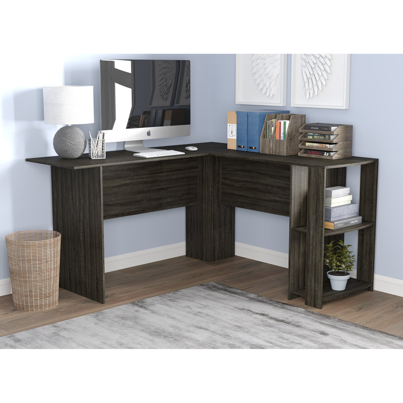 Betancur L-Shaped Writing Desk, Dark Gray