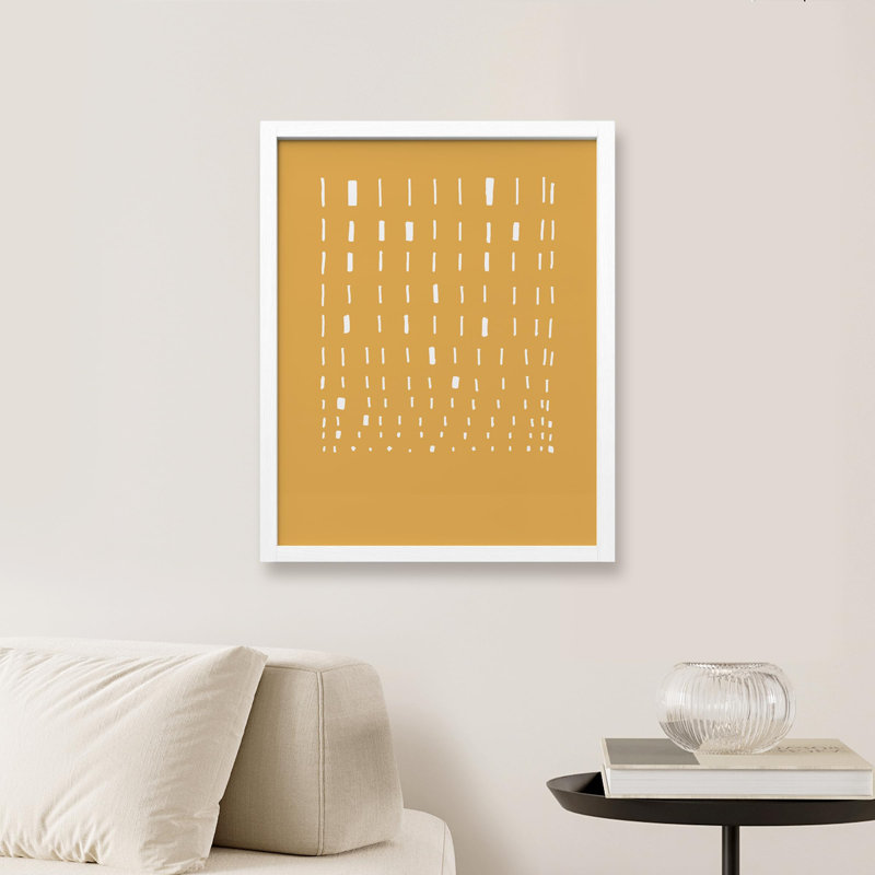 "Motif géométrique à motif abstrait jaune" sur papier, Blanc, H 10 po x l 8 po