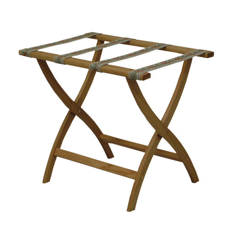 Porte-bagages pliable en bois, Chêne clair, Argent
