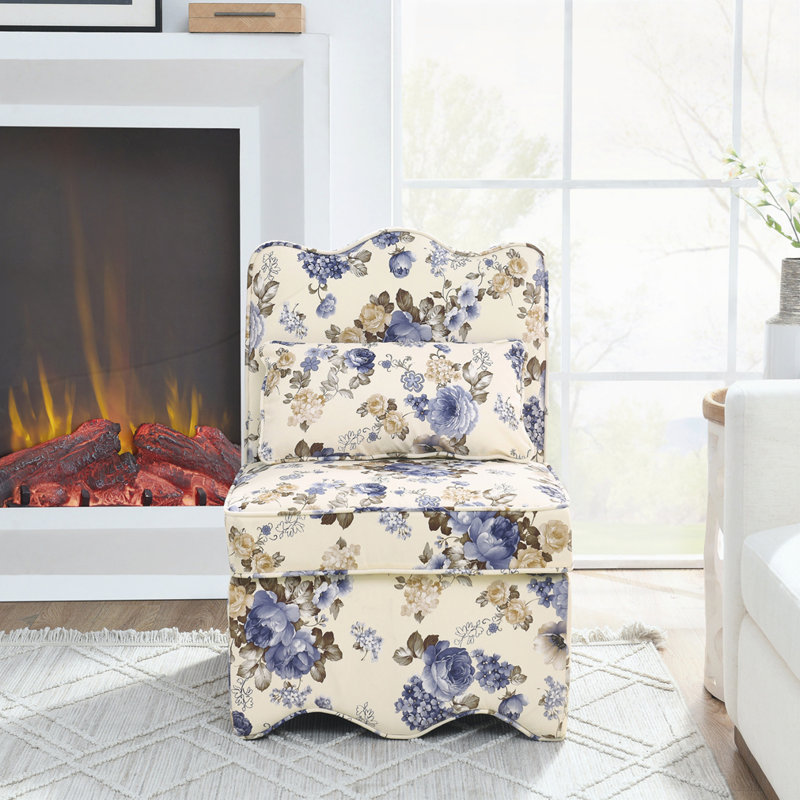 Chaise en flanelle simple avec assise souple, Pivoines bleues
