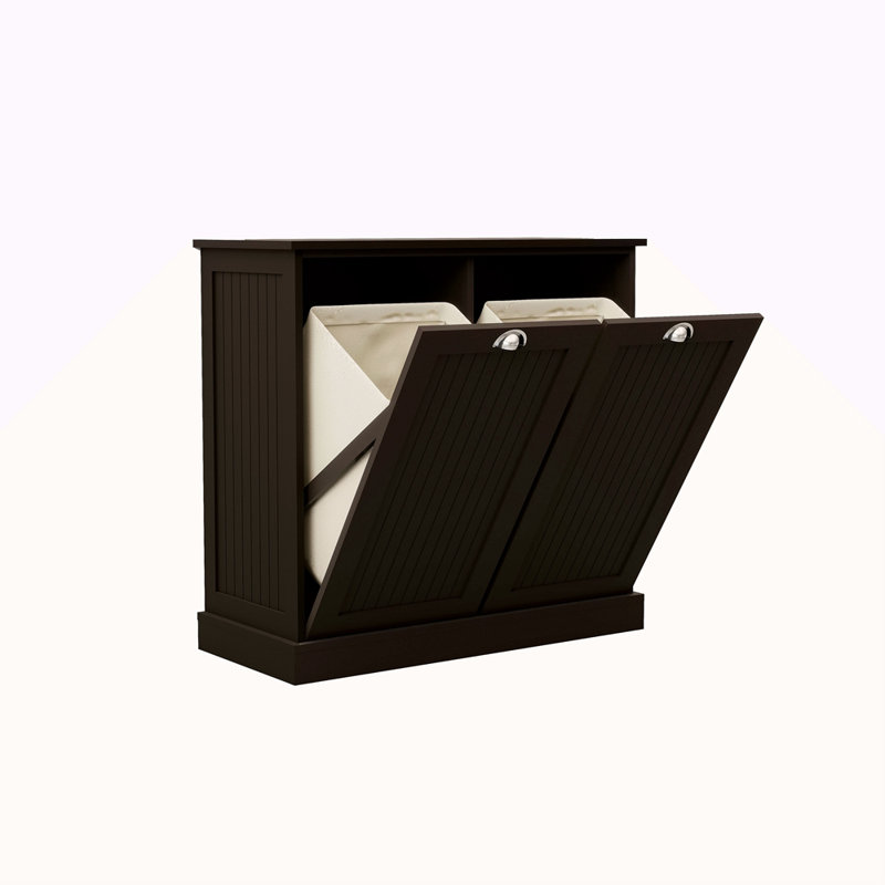Two-Compartment Tilt-Out Laundry Sorter Cabinet, Black