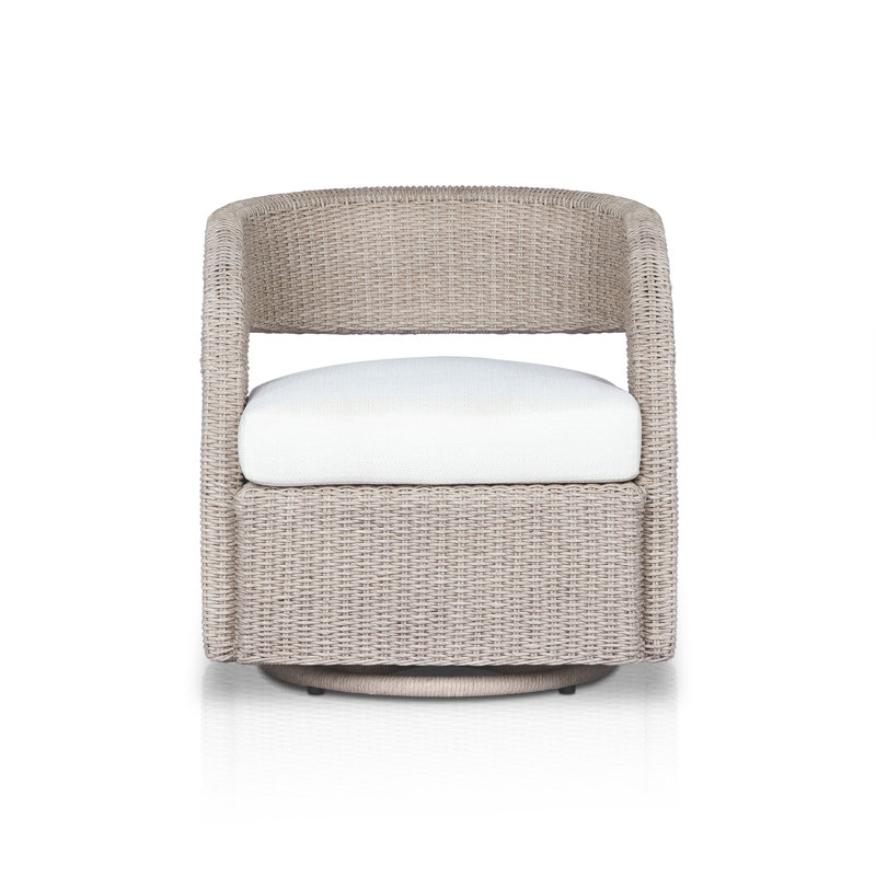 Chaise de patio pivotante avec coussins Maxille, Blanc rétro