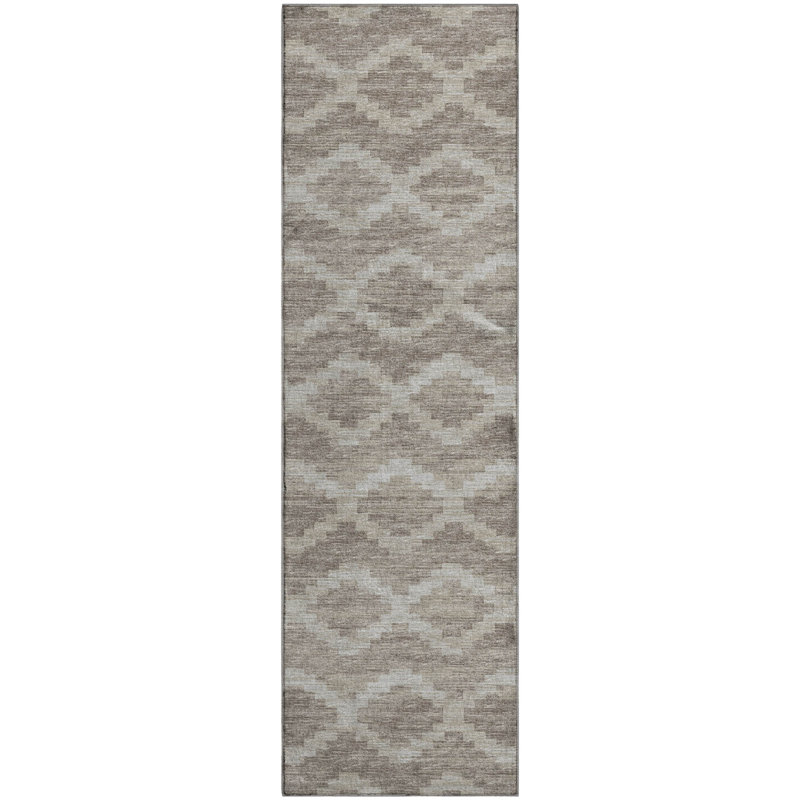 Tapis brun clair Premium Vaseem AMF115 lavable à la machine, Tapis de couloir 2 pi 3 po x 7 pi 6 po