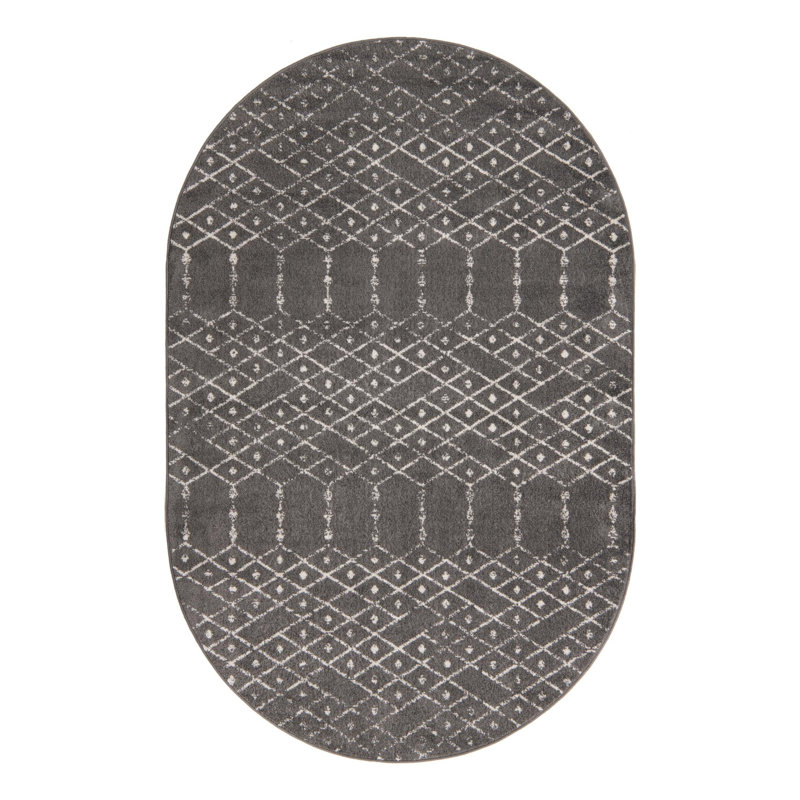 Ippazio Geometric Indoor Rug, Oval 5'3" x 8'