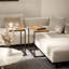 Ensemble de 2 tables d'appoint, plateaux en bois et structure en métal noir, tables basses modernes en forme de C pour chambre, canapé-lit, terrasse ou encore plateau télé pour salon.-528670718