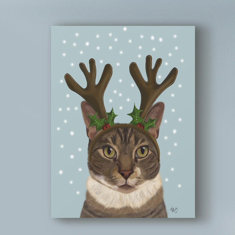 «Calico Cat and Antler» par Fab Funky, impression sur toile, H 32 po x l 24 po x P 2 po